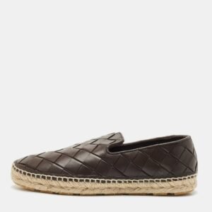 Bottega Veneta Brown Woven Leather Jack Espadrille Flats Size 40
