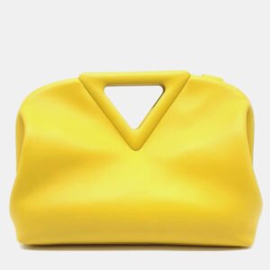 luxury-women-bottega-veneta-used-handbags-p1014109-001 Bottega Veneta Yellow Leather Point Top Handle Bag