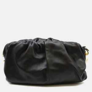luxury-women-bottega-veneta-used-handbags-p1014162-001 Bottega Veneta Black Leather Teen Pouch Clutch