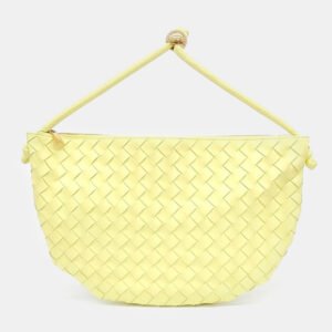luxury-women-bottega-veneta-used-handbags-p1014171-002 Bottega Veneta Yellow Intrecciato Nappa Medium Turn Hobo Bag