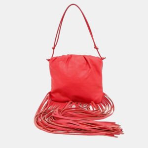 luxury-women-bottega-veneta-used-handbags-p1015715-002 Bottega Veneta Red Leather Fringe Shoulder Bag
