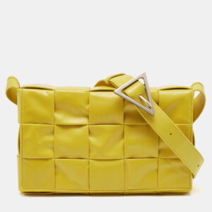 Bottega Veneta Yellow Leather Cassette Shoulder Bag