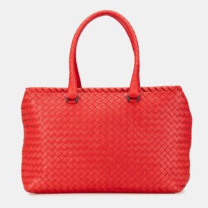 Bottega Veneta Red Nappa Intrecciato Brick Tote
