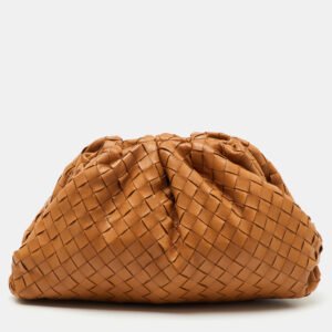 Bottega Veneta Brown Intrecciato Leather Pouch Clutch