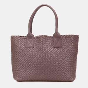 Bottega Veneta Purple Lambskin Intreccio Cabat Mini Tote