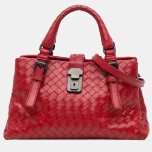 Bottega Veneta Red Nappa Intrecciato Roma Mini  Satchel