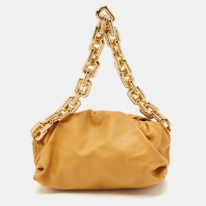 luxury-women-bottega-veneta-used-handbags-p1156154-012 Bottega Veneta Tan Leather The Chain Pouch Bag