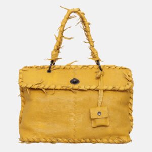 Bottega Veneta Lizard Turnlock Flap Top Handle Bag