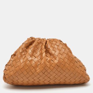 Bottega Veneta Tan Intrecciato Leather Large Pouch Clutch