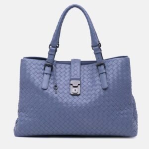 Bottega Veneta Blue Medium Nappa Intrecciato Roma Tote