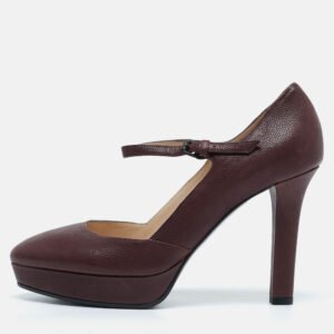 Bottega Veneta Burgundy Leather Mary Jane Platform Pumps Size 38