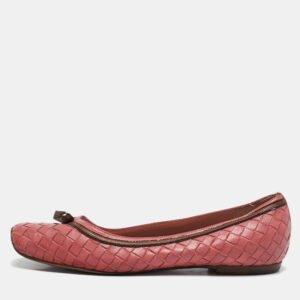 Bottega Veneta Pink Intrecciato Leather Ballet Flats Size 36