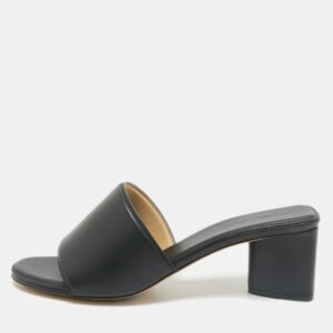 Bottega Veneta Black Leather Block Heel Sandals Size 41