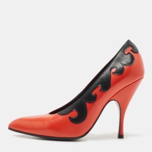 Bottega Veneta Orange/Black Leather Pumps Size 38