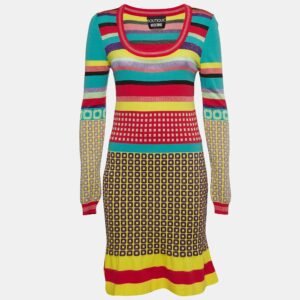 Boutique Moschino Patterned Lurex Knit Mini Dress M