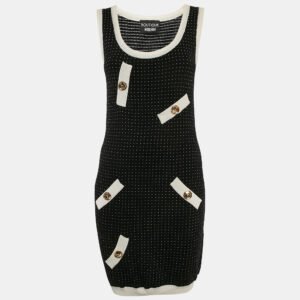 Boutique Moschino Black/White Polka Dots Wool Blend Knit Mini Dress S