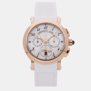 luxury-women-breguet-used-watches-p1140784-001 Breguet Marine Chronograph 8827BR/52/586 Automatic Rose Gold Mother of Pearl Dial Women's Wristwatch 34.6mm