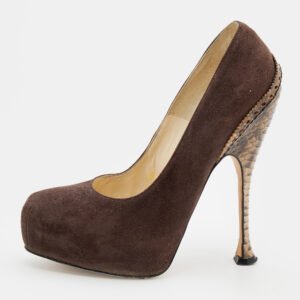 Brian Atwood Brown Suede Platform Pumps 38