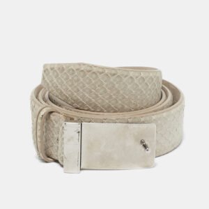 Brunello Cucinelli Light Grey Snakeskin Buckle Belt L
