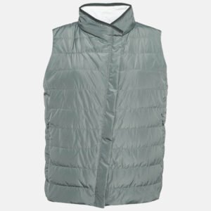 Brunello Cucinelli Grey Synthetic Puffer Down Vest L
