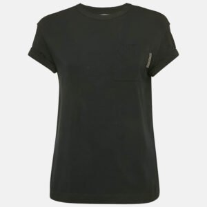 Brunello Cucinelli Black Jersey Monili Embellished T-Shirt XS