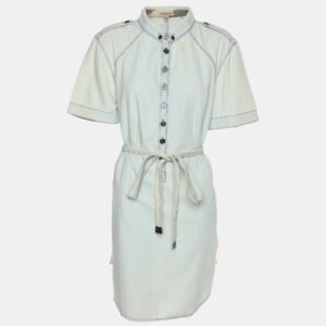 Burberry Brit Washed Blue Cotton Belted Dress L