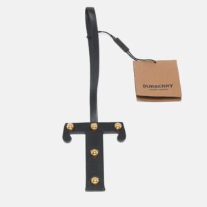 Burberry Black Leather Studded Alphabet T Bag Charm