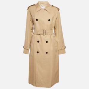 Burberry Flax Long Gabardine Trench Coat M