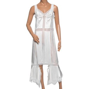 Burberry White Satin Silk & Chantilly Lace Sleeveless Slip Dress S
