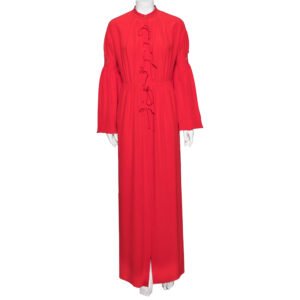 Burberry Red Silk Button Down Maxi Dress S