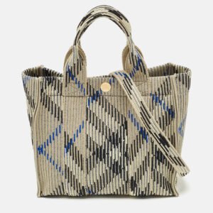 Burberry Grey Knitted Checked Mini Tote
