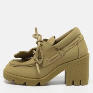 Burberry Yellow Nubuck Leather Stride Derby Loafers Size 37