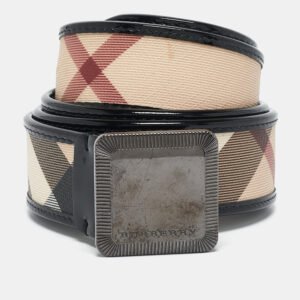 Burberry Beige Supernova Check PVC and Patent Leather Buckle Belt 90CM
