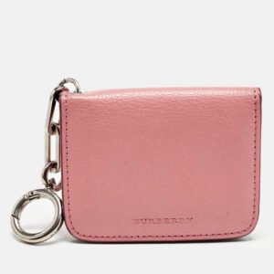 Burberry Pink Leather Motif Card Case Bag Charm