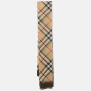 Burberry Beige & Black Ombre Check Silk Crepe Stole