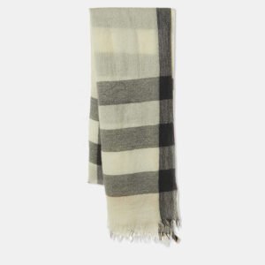 Burberry Beige Giant Check Wool and Silk Scarf