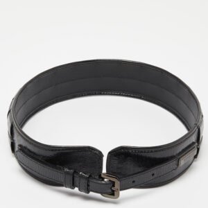 Burberry Black Patent Leather Buckle Waist Belt 70CM