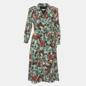 Burberry Pale Blue Mythical Beasts Print Silk Layla Wrap Dress M