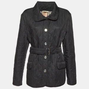 Burberry Black Synthetic Diamond Quilted Jacket L