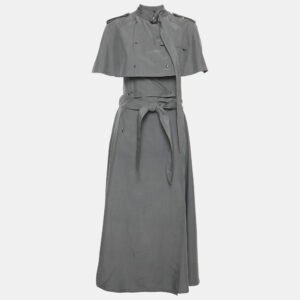 burberry grey taffeta silk capelet trench dress s