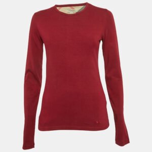 Burberry Red Cotton Full Sleeve T-Shirt S