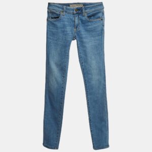 Burberry Blue Washed Denim Low-Rise Skinny Jeans S Waist 24''