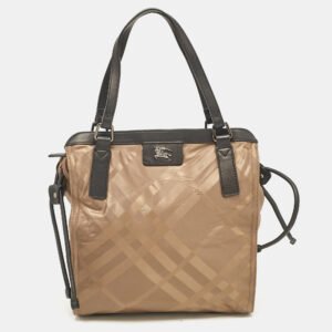 Burberry Khaki/Black Nova Check Nylon and Leather Buckleigh Tote