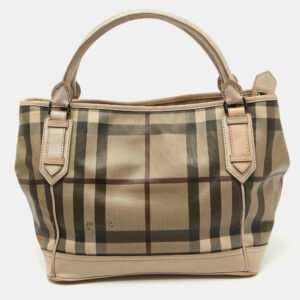 Burberry Beige Smoke Check PVC and Leather Tote