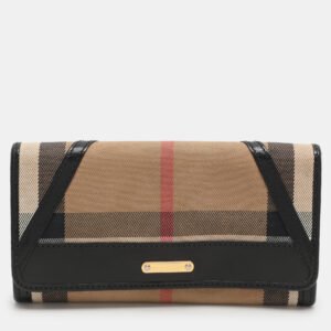 Burberry Black/Beige Nova Check Canvas and Leather Continental Wallet