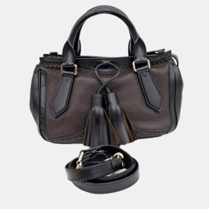 Burberry Black Brown Leather tote Bag