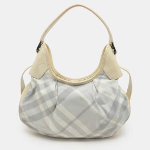 Burberry Grey/Yellow Nova Check Nylon and Patent Leather Brooklyn Hobo