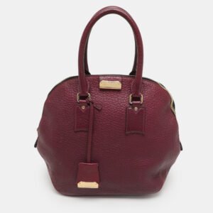 Burberry Burgundy Embossed Leather Medium Orchard Bowler Bag