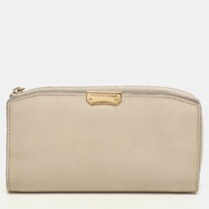 burberry cream leather zip around bifold wallet