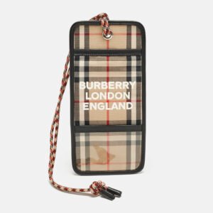 Burberry Beige Vintage Check Canvas Lanyard Card Holder